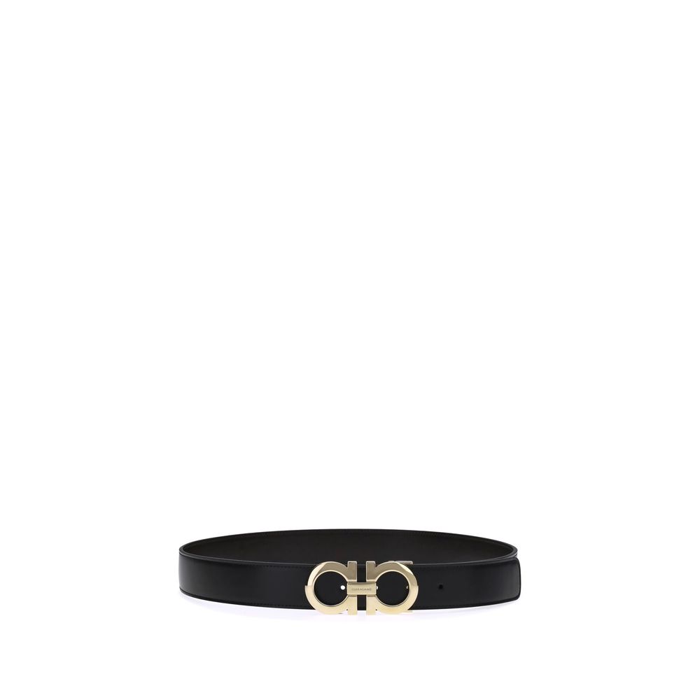 Ferragamo Black Calf Leather Bos Taurus Regular Belt Ferragamo