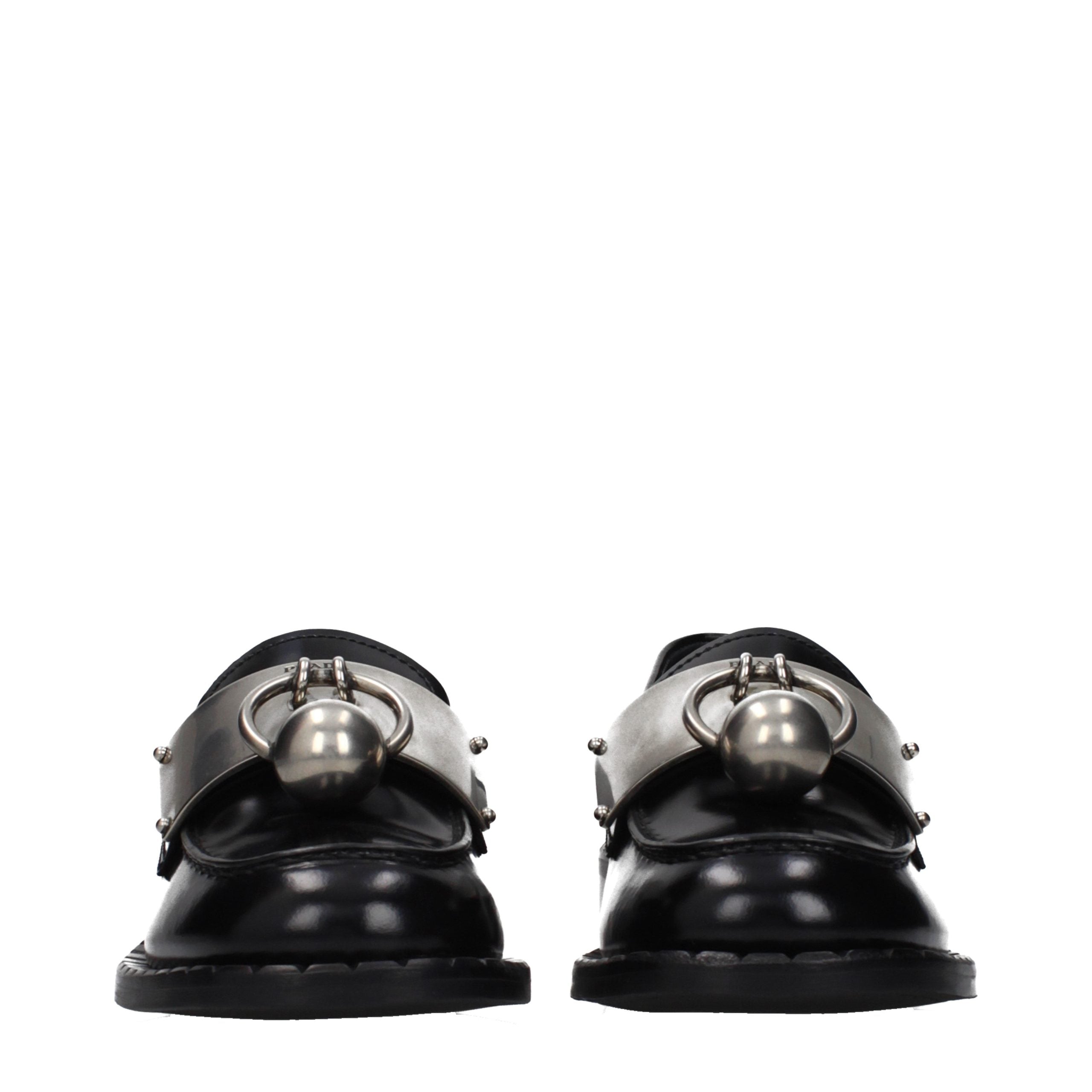 Prada Black Leather Slip-On Loafers Prada