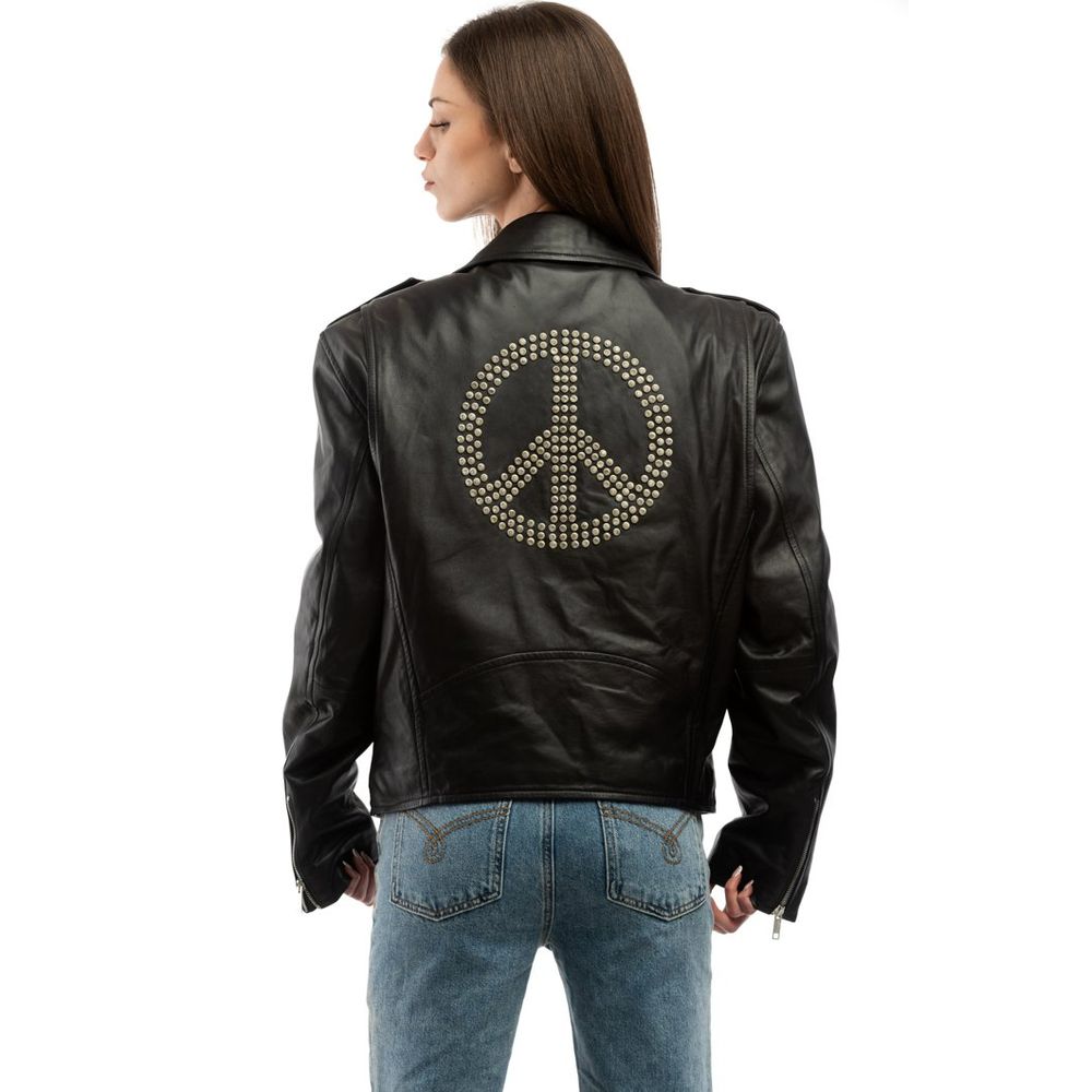 Moschino Black Polyester Leather Jacket Moschino