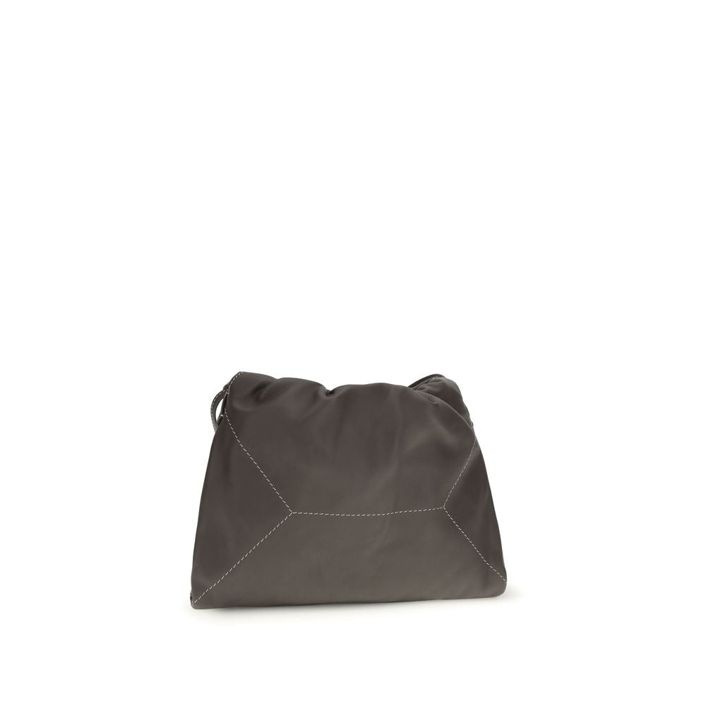 Brunello Cucinelli Brown Calf Leather Bos Taurus Shoulder Bag Brunello Cucinelli