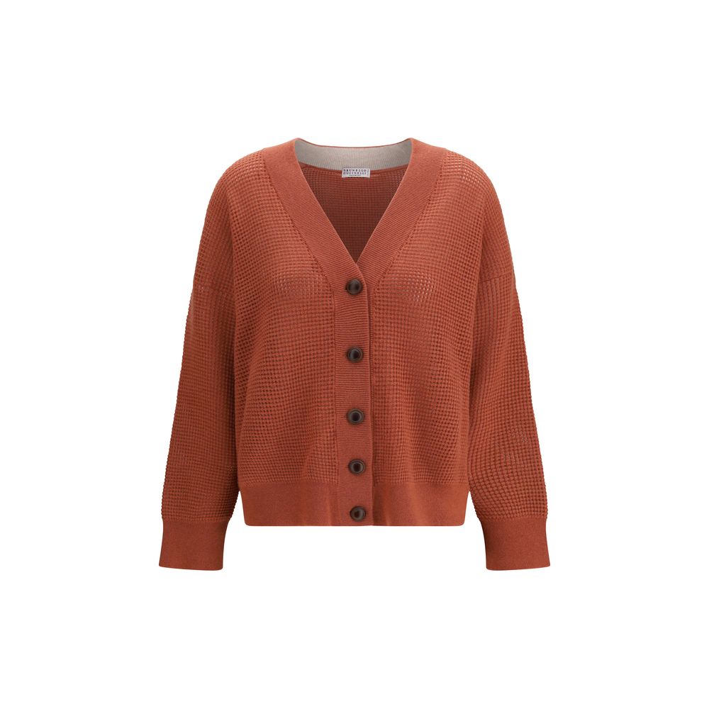 Brunello Cucinelli Orange Cashmere Cardigan Brunello Cucinelli