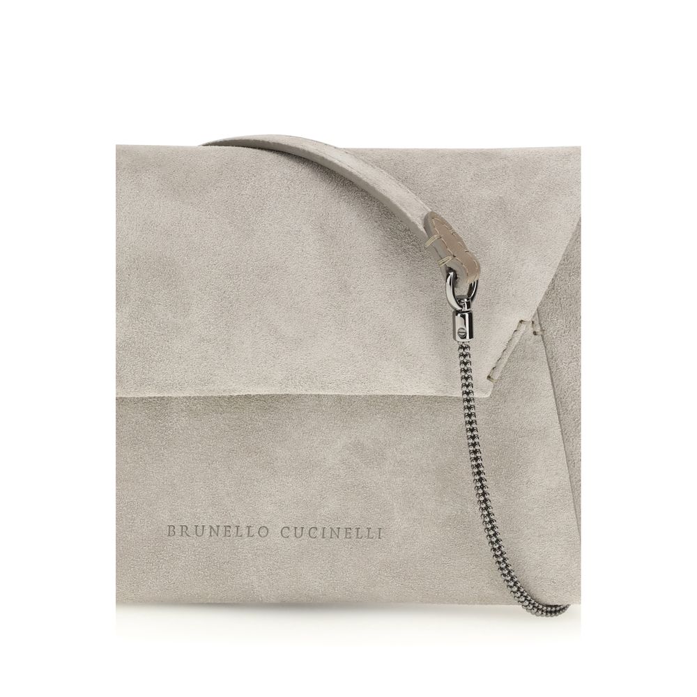 Brunello Cucinelli Gray Calf Leather Bos Taurus Clutch Bag Brunello Cucinelli