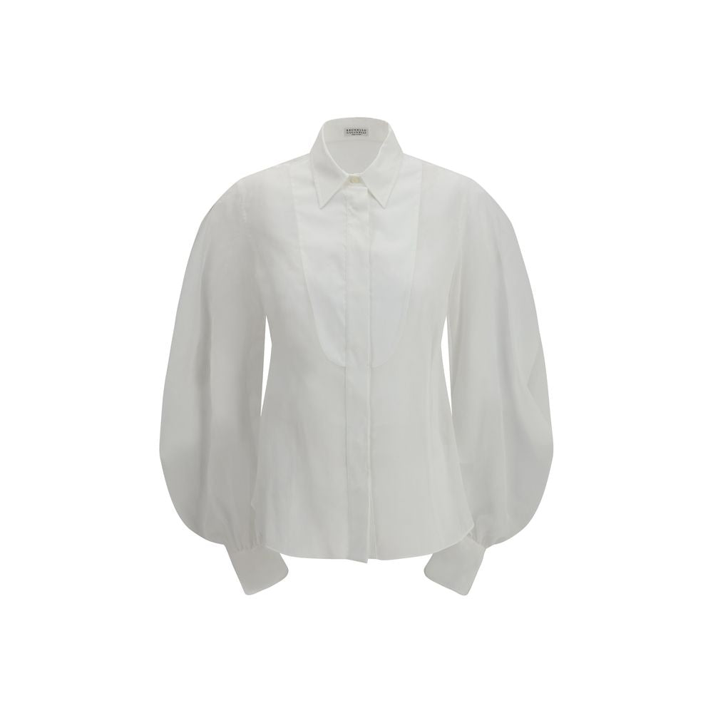 Brunello Cucinelli White Cotton Blouse Brunello Cucinelli