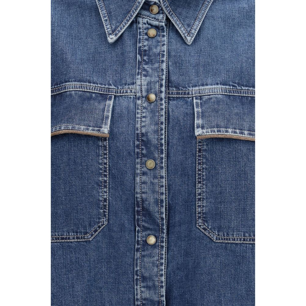 Brunello Cucinelli Blue Denim Shirt Brunello Cucinelli