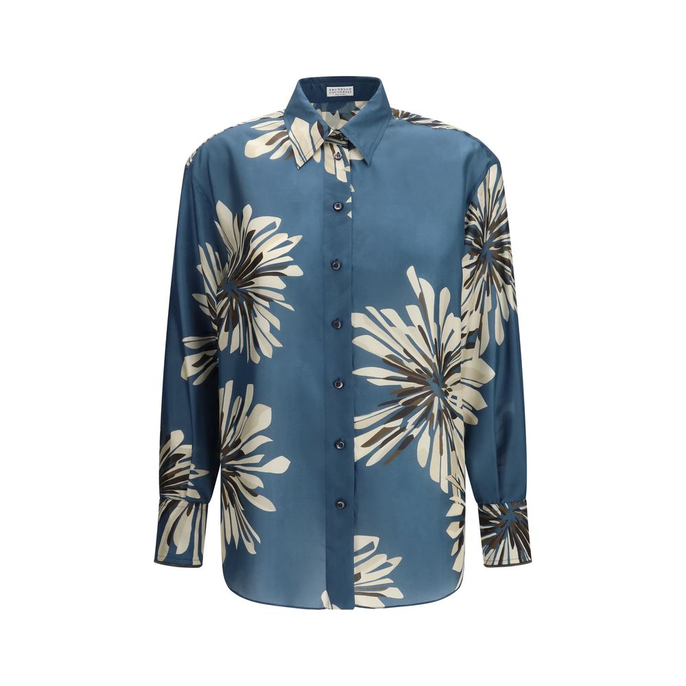 Brunello Cucinelli Multicolor Silk Pattern Shirt Brunello Cucinelli