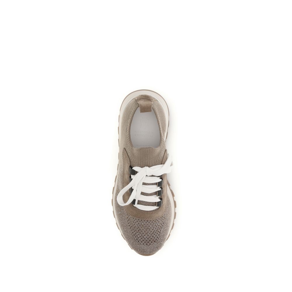 Brunello Cucinelli Beige Cotton Chunky Sneakers Brunello Cucinelli