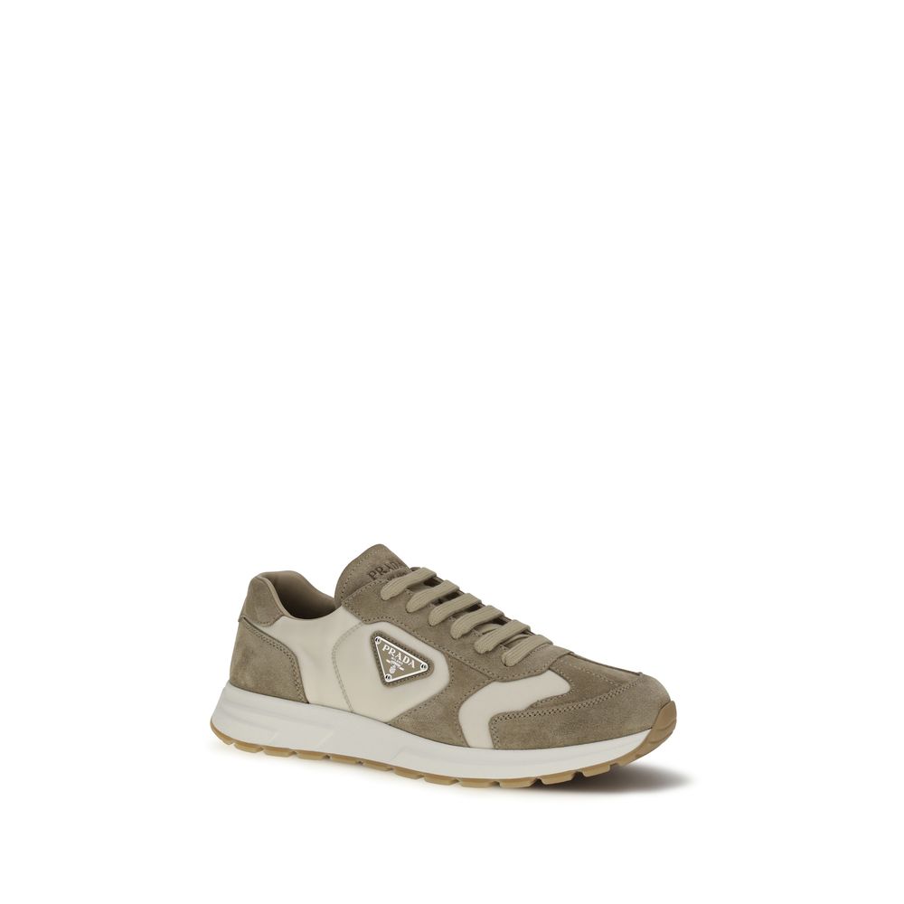 Prada Beige Calf Leather Bos Taurus Athletic Sneakers Prada