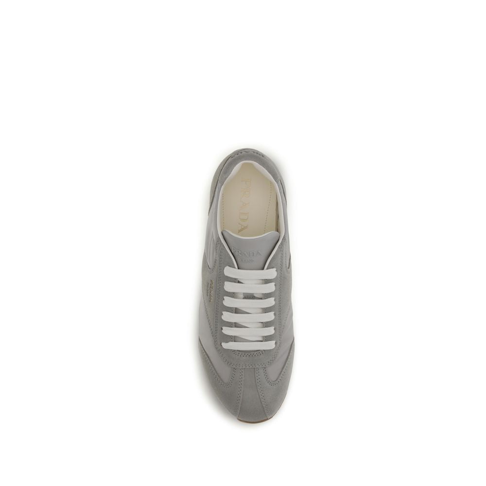 Prada Gray Calf Leather Bos Taurus Low Top Sneakers Prada