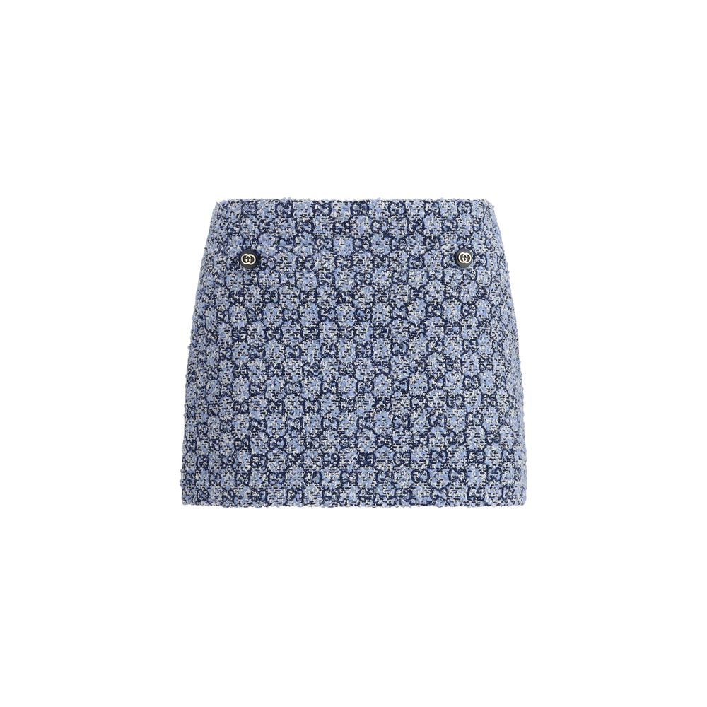 Gucci Blue Cotton Mini Skirt Gucci