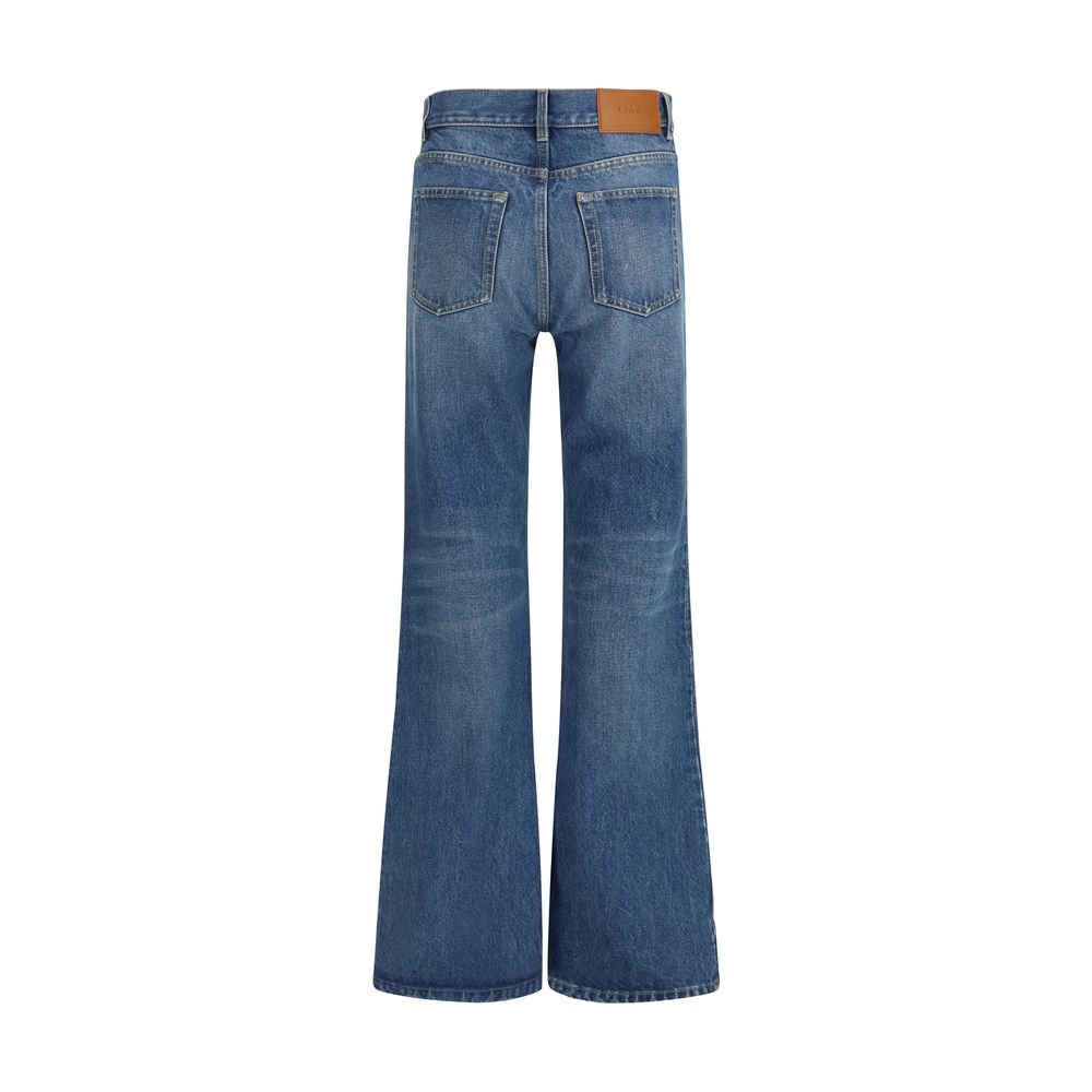 Chloé Blue Cotton Flared Jeans Chloé