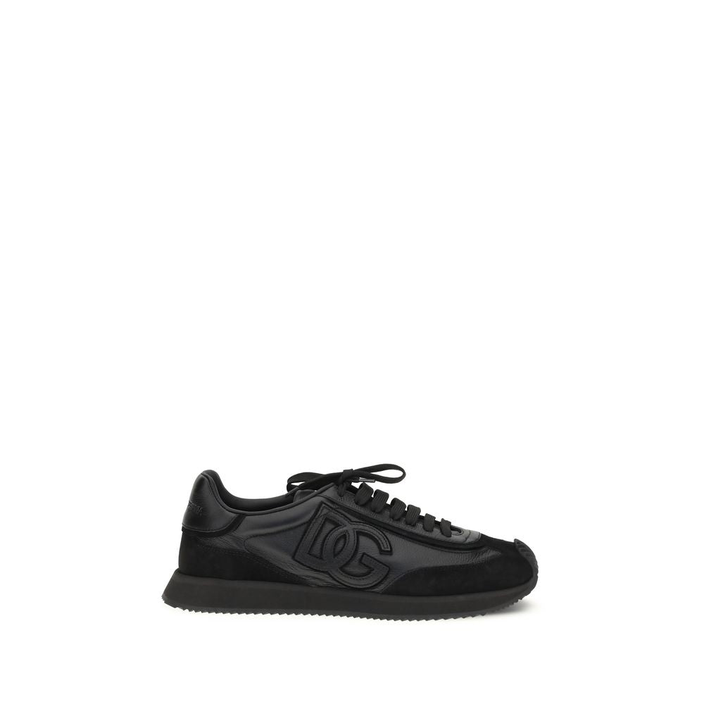 Dolce & Gabbana Black Calf Leather Bos Taurus Athletic Sneakers Dolce & Gabbana