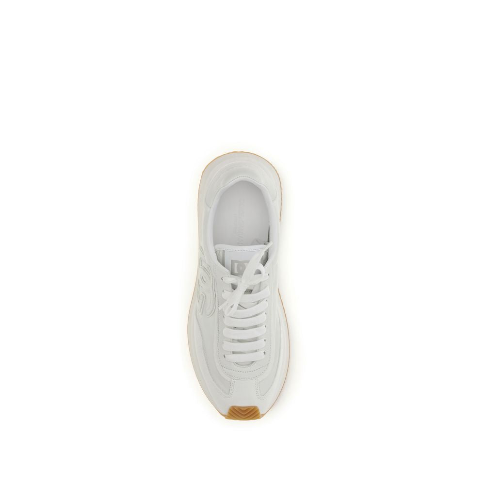 Dolce & Gabbana White Calf Leather Bos Taurus Athletic Sneakers Dolce & Gabbana