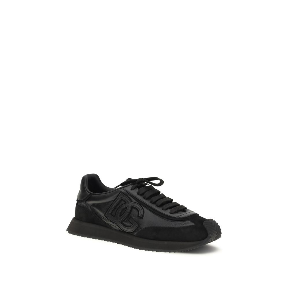 Dolce & Gabbana Black Calf Leather Bos Taurus Athletic Sneakers Dolce & Gabbana