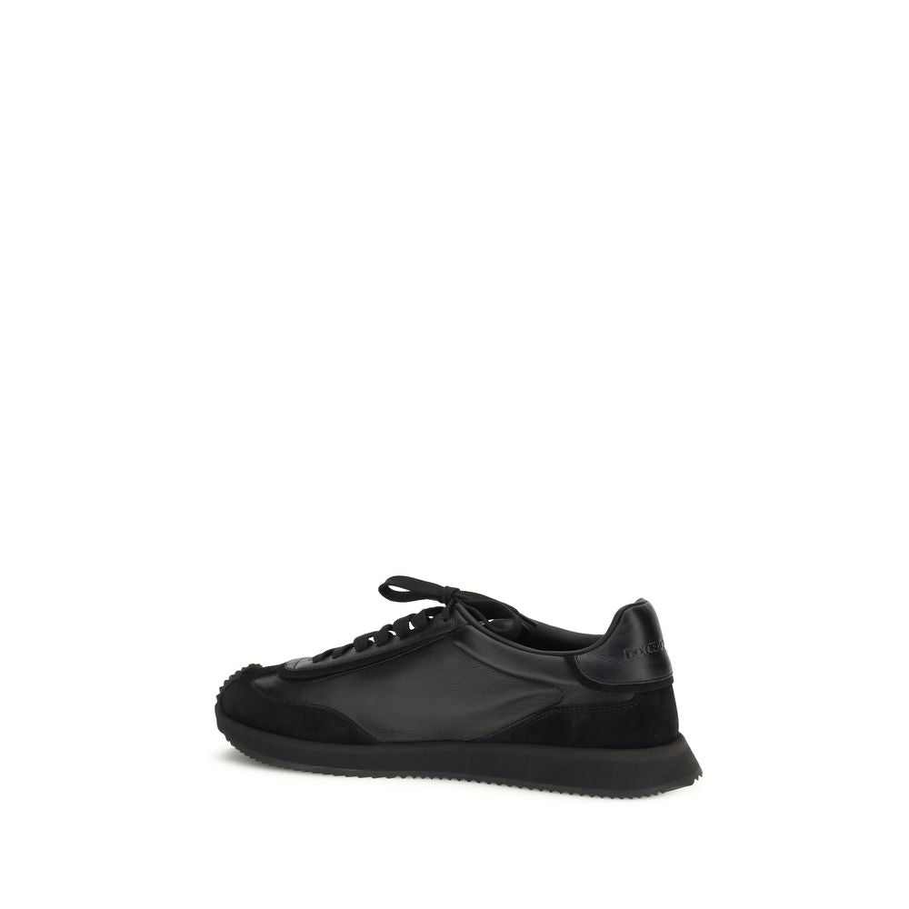 Dolce & Gabbana Black Calf Leather Bos Taurus Athletic Sneakers Dolce & Gabbana