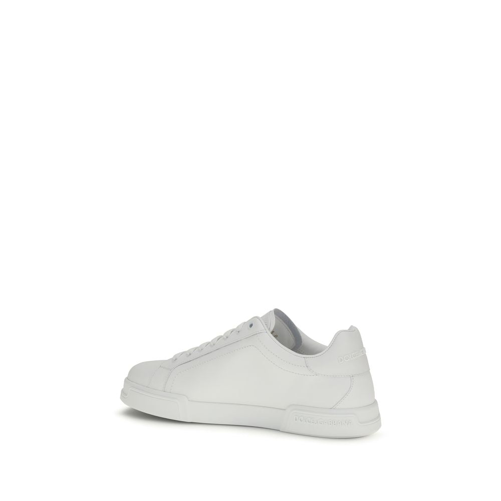 Dolce & Gabbana White Calf Leather Bos Taurus Low Top Sneakers Dolce & Gabbana