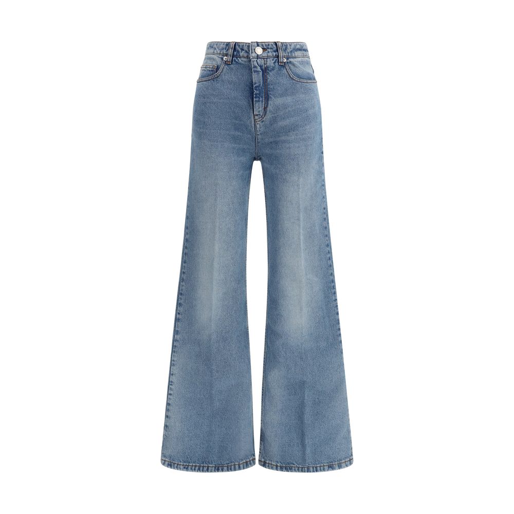 Ami Paris Blue Cotton Flared Jeans Ami Paris
