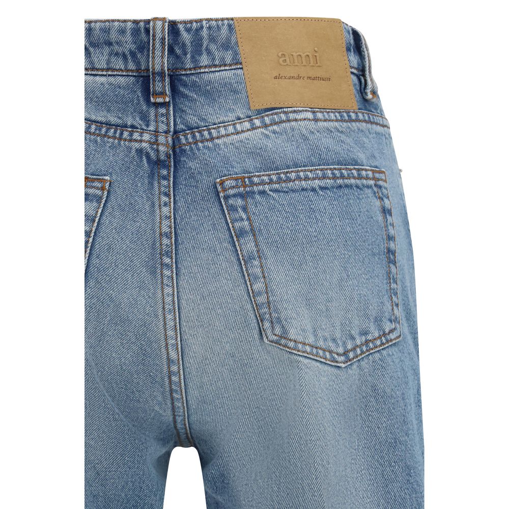 Ami Paris Blue Cotton Flared Jeans Ami Paris