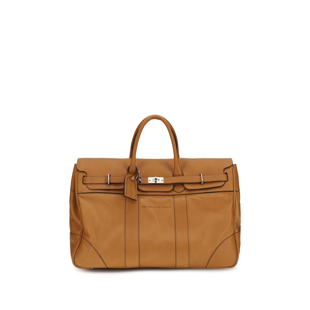 Brunello Cucinelli Brown Calf Leather Bos Taurus Luggage And Travel Brunello Cucinelli