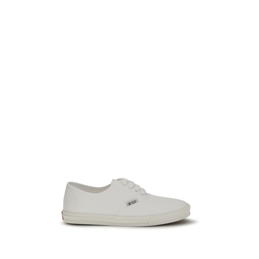 Prada White Cotton Low Top Sneakers Prada