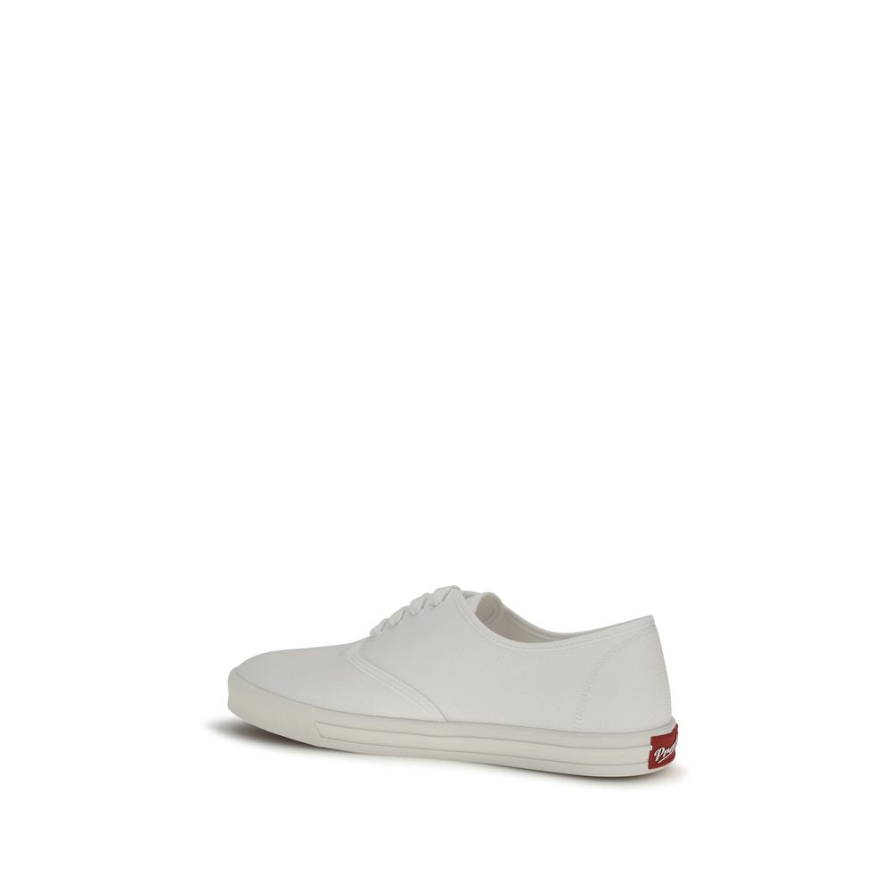 Prada White Cotton Low Top Sneakers Prada