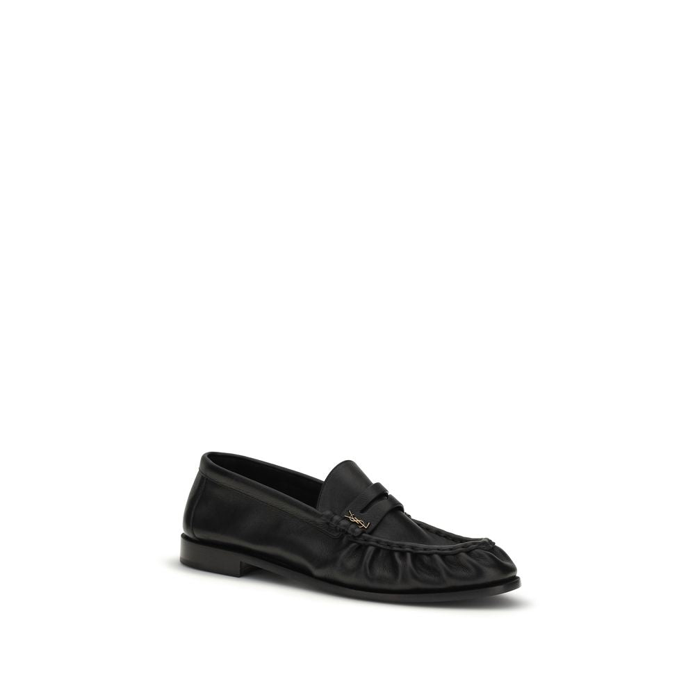 Saint Laurent Black Calf Leather Bos Taurus Slip-On Loafers