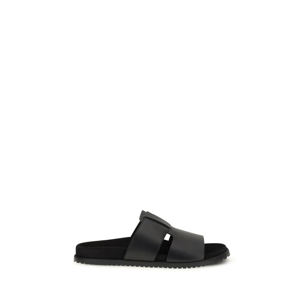 Dolce & Gabbana Black Calf Leather Bos Taurus Sandals Dolce & Gabbana