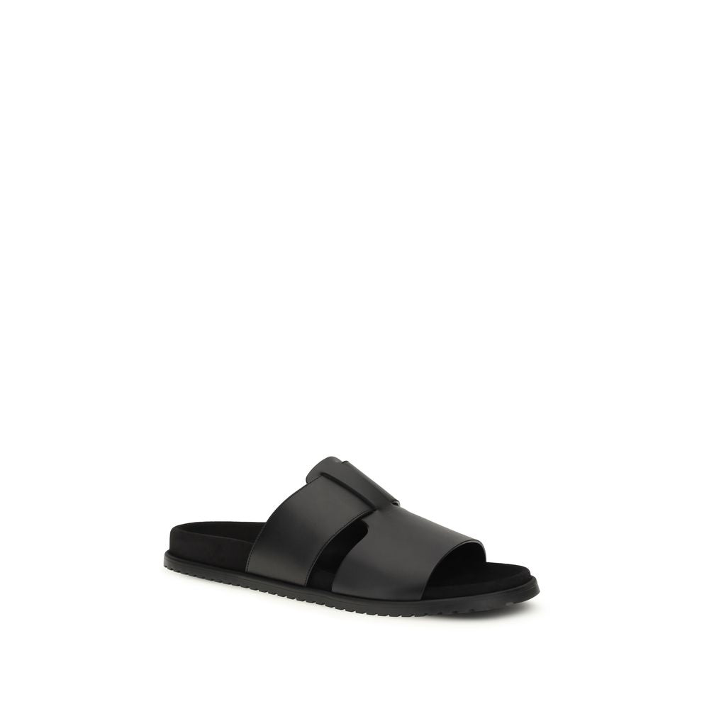 Dolce & Gabbana Black Calf Leather Bos Taurus Sandals Dolce & Gabbana
