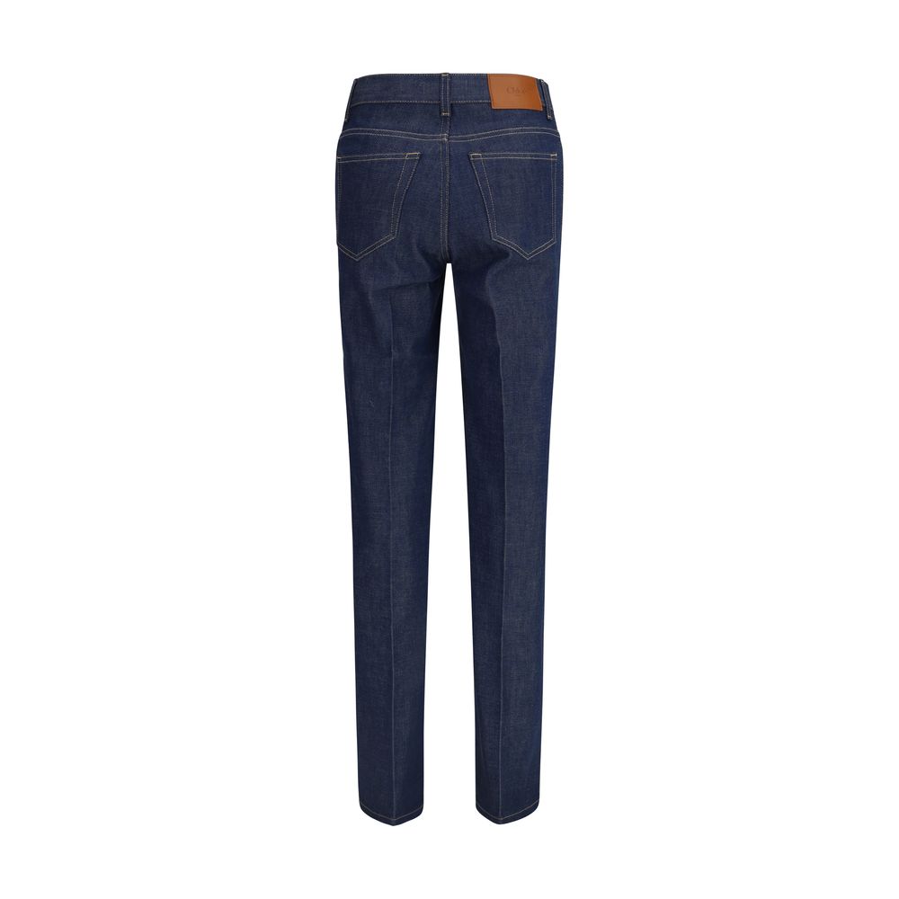 Chloé Blue Cotton Slim Fit Jeans Chloé