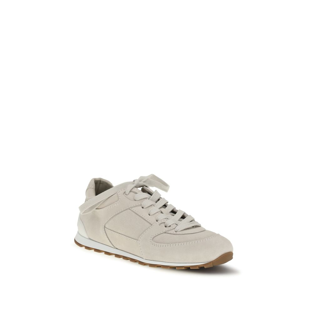 Brunello Cucinelli Beige Calf Leather Bos Taurus Low Top Sneakers Brunello Cucinelli