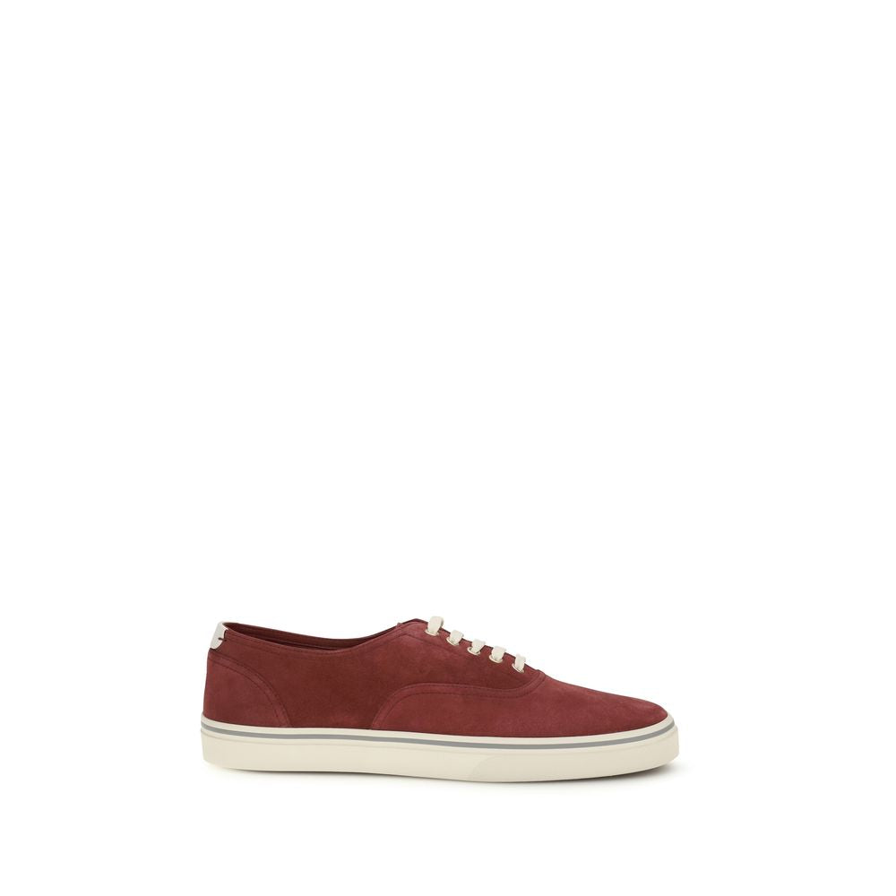 Brunello Cucinelli Bordeaux Calf Leather Bos Taurus Low Top Sneakers Brunello Cucinelli