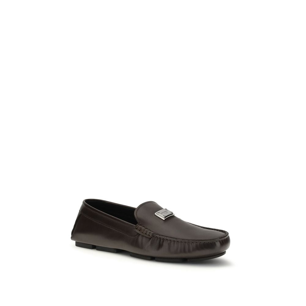 Dolce & Gabbana Brown Calf Leather Bos Taurus Slip-On Loafers Dolce & Gabbana