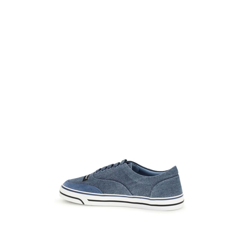 Dolce & Gabbana Blue Linen Low Top Sneakers Dolce & Gabbana