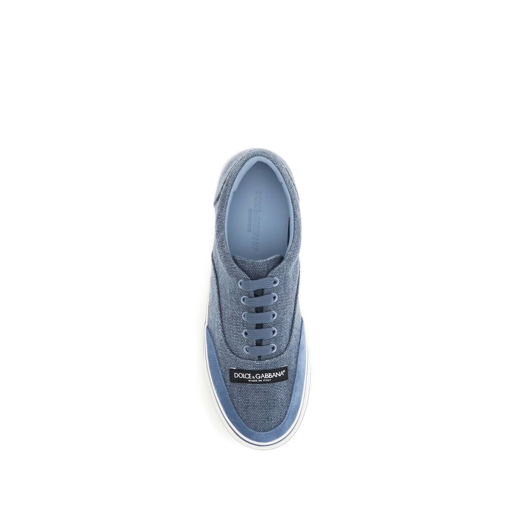 Dolce & Gabbana Blue Linen Low Top Sneakers Dolce & Gabbana