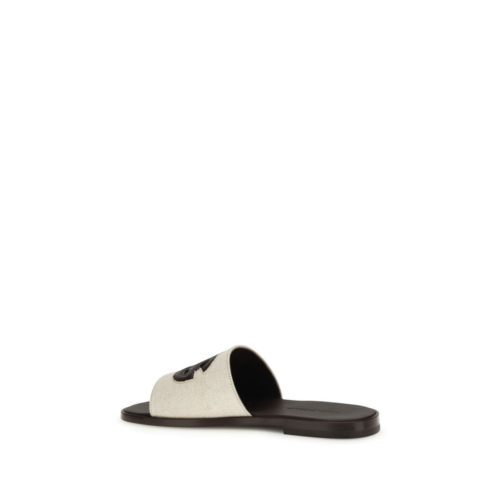 Dolce & Gabbana Beige Calf Leather Bos Taurus Flat Sandals Dolce & Gabbana