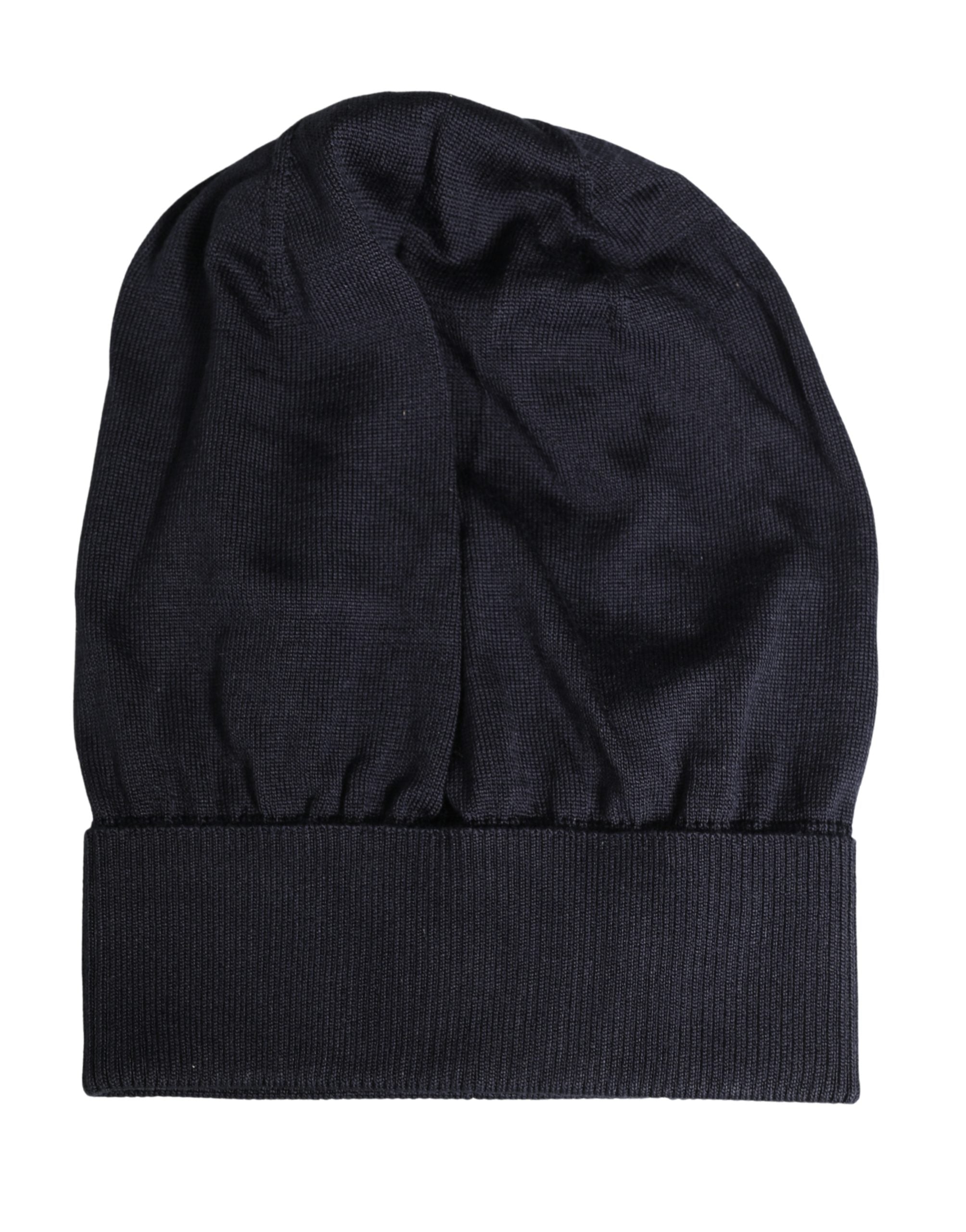 Dolce & Gabbana Black Solid Wool Knitted Winter Beanie Cap Hat Dolce & Gabbana