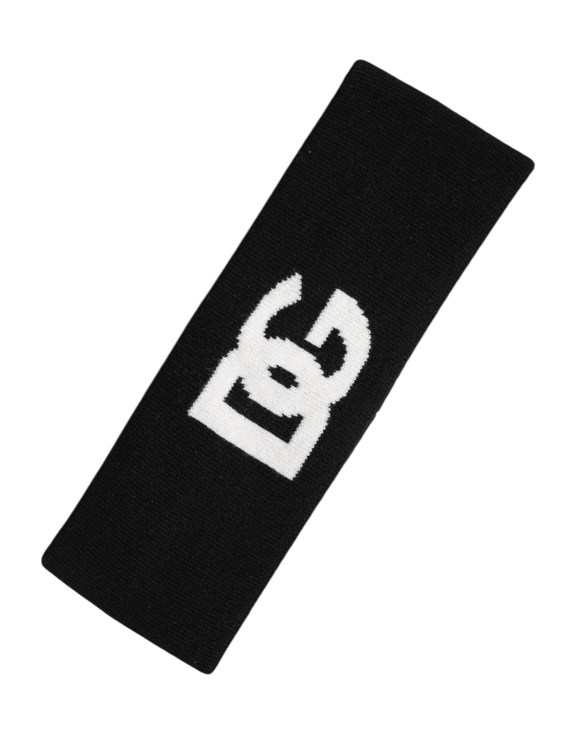 Dolce & Gabbana Men Black White Cashmere Logo Head Band Hat Dolce & Gabbana