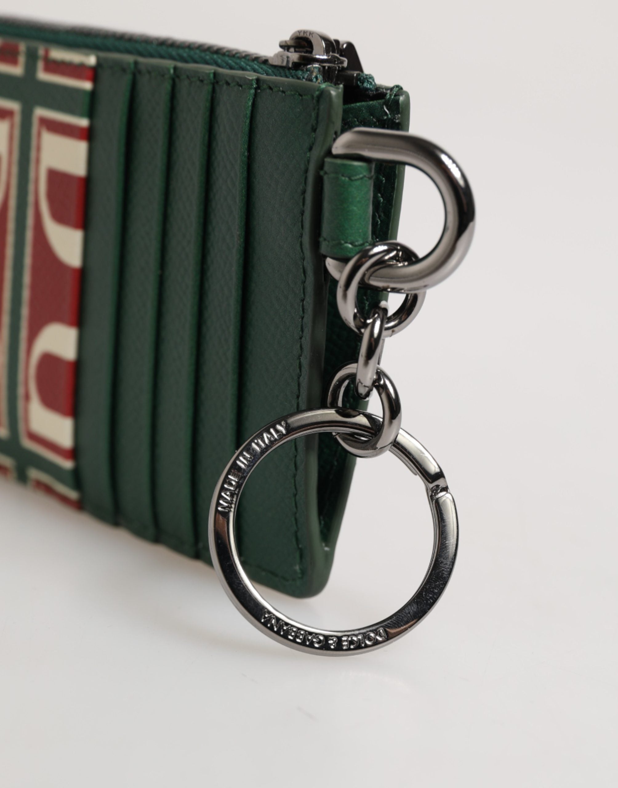 Dolce & Gabbana Green Calf Leather Logo Print Monogram Card Holder Wallet Dolce & Gabbana