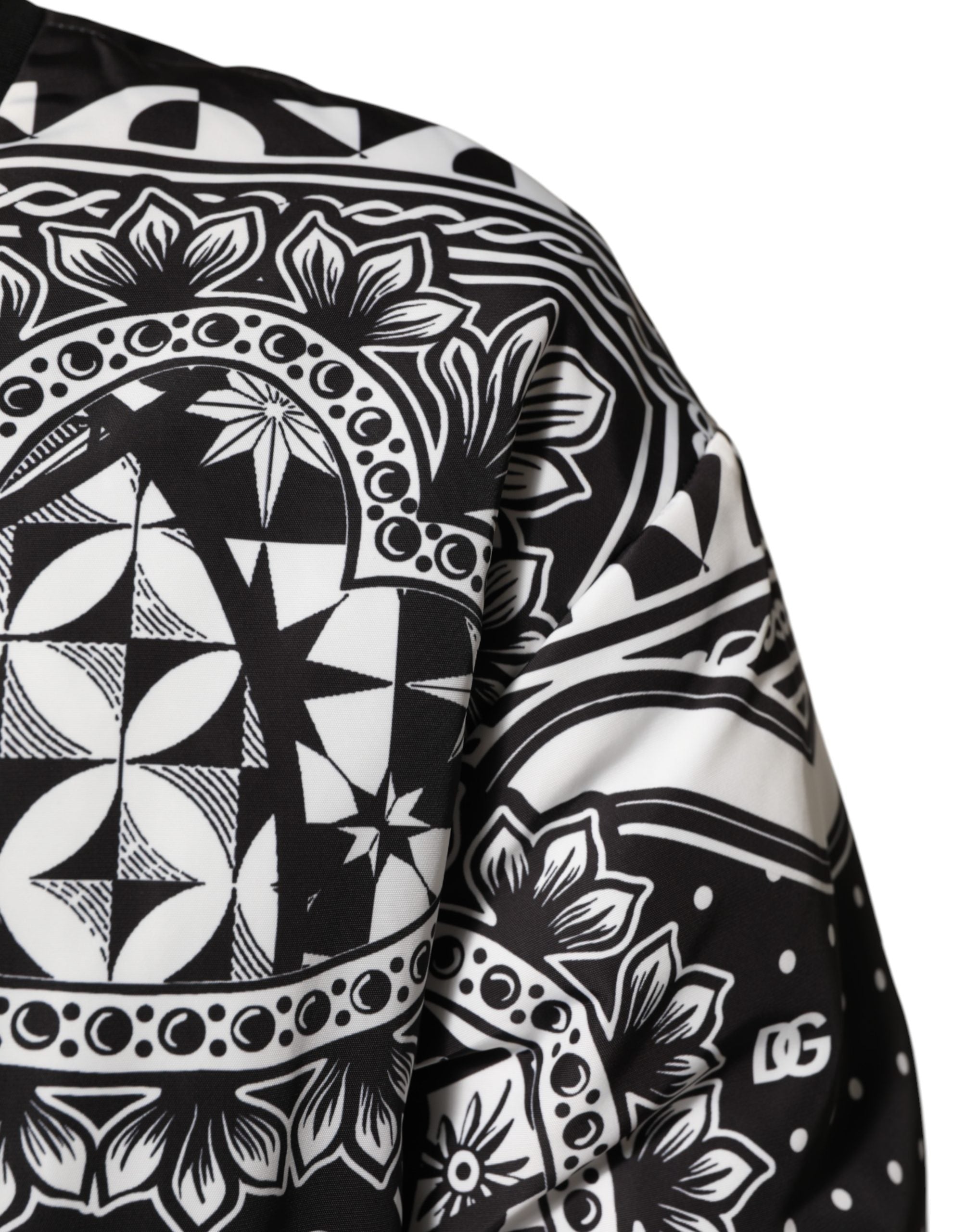 Dolce & Gabbana Black White BandanaPrint Men Bomber Jacket Dolce & Gabbana