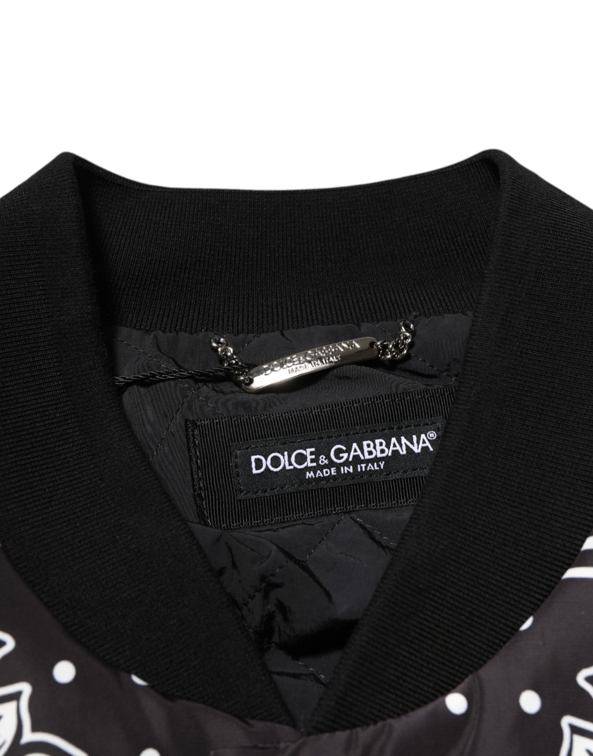 Dolce & Gabbana Black White BandanaPrint Men Bomber Jacket