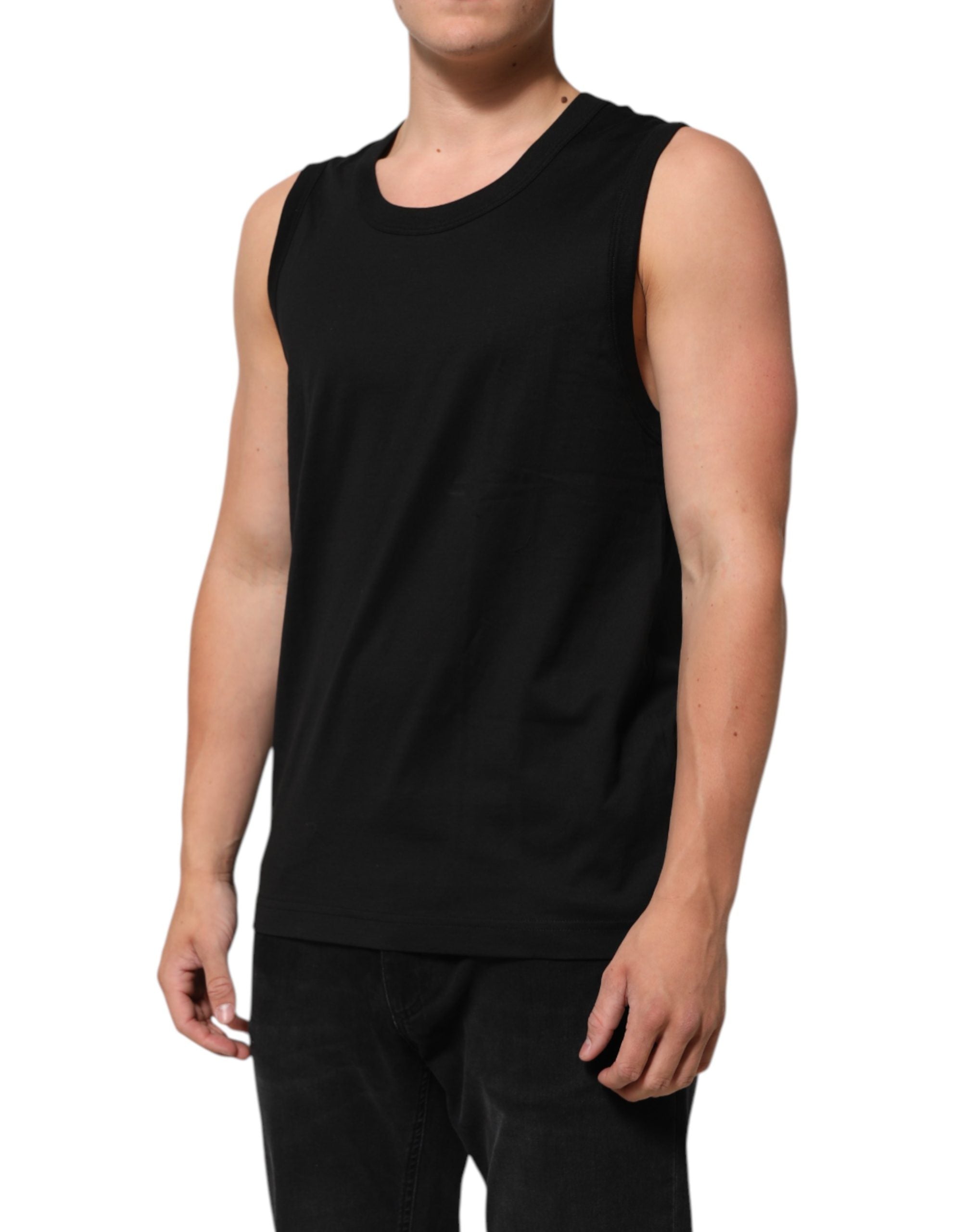 Dolce & Gabbana Black Cotton Sleeveless Men Tank Top T-shirt Dolce & Gabbana
