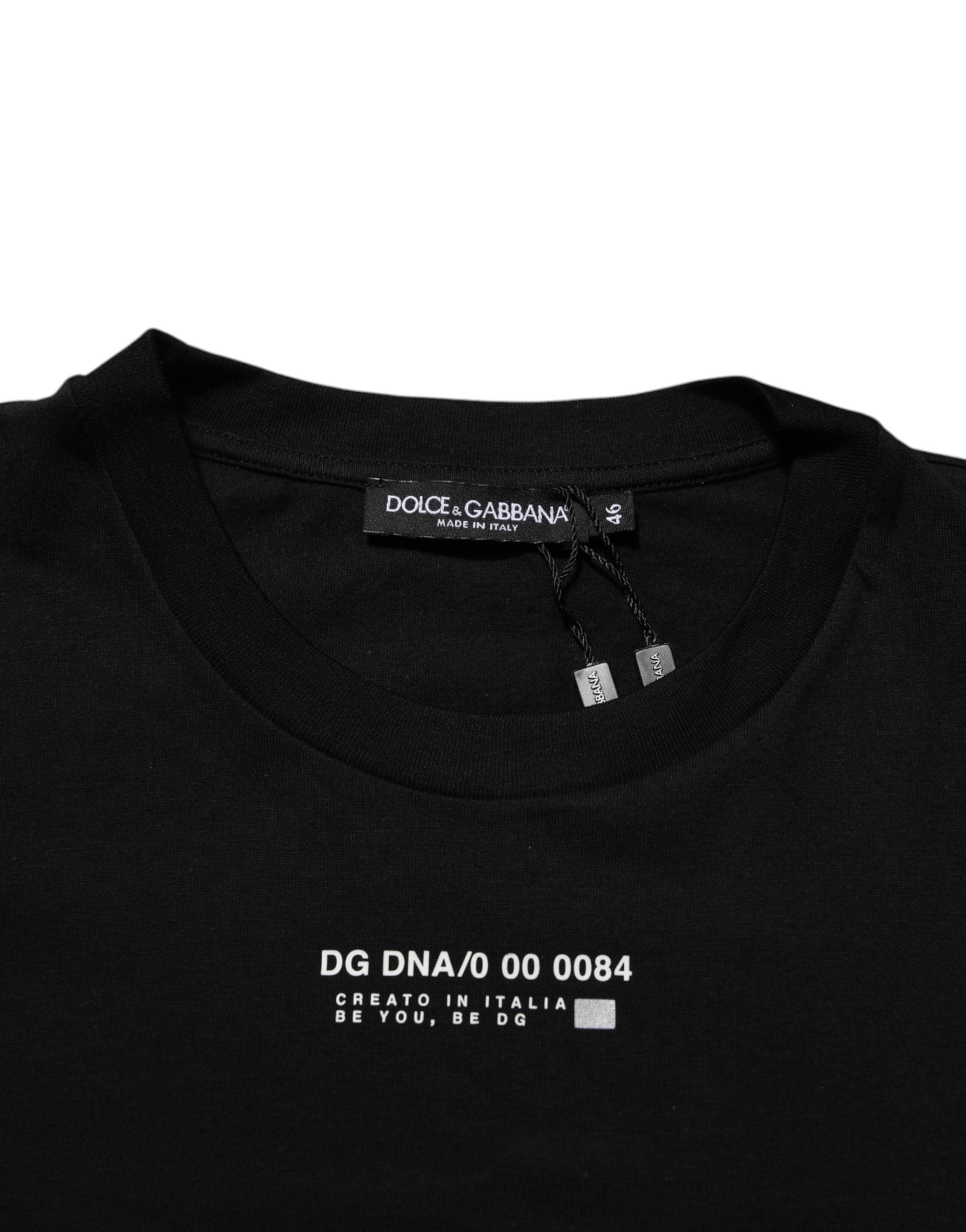 Dolce & Gabbana Black Statement Cotton Crew Neck Men T-shirt Dolce & Gabbana