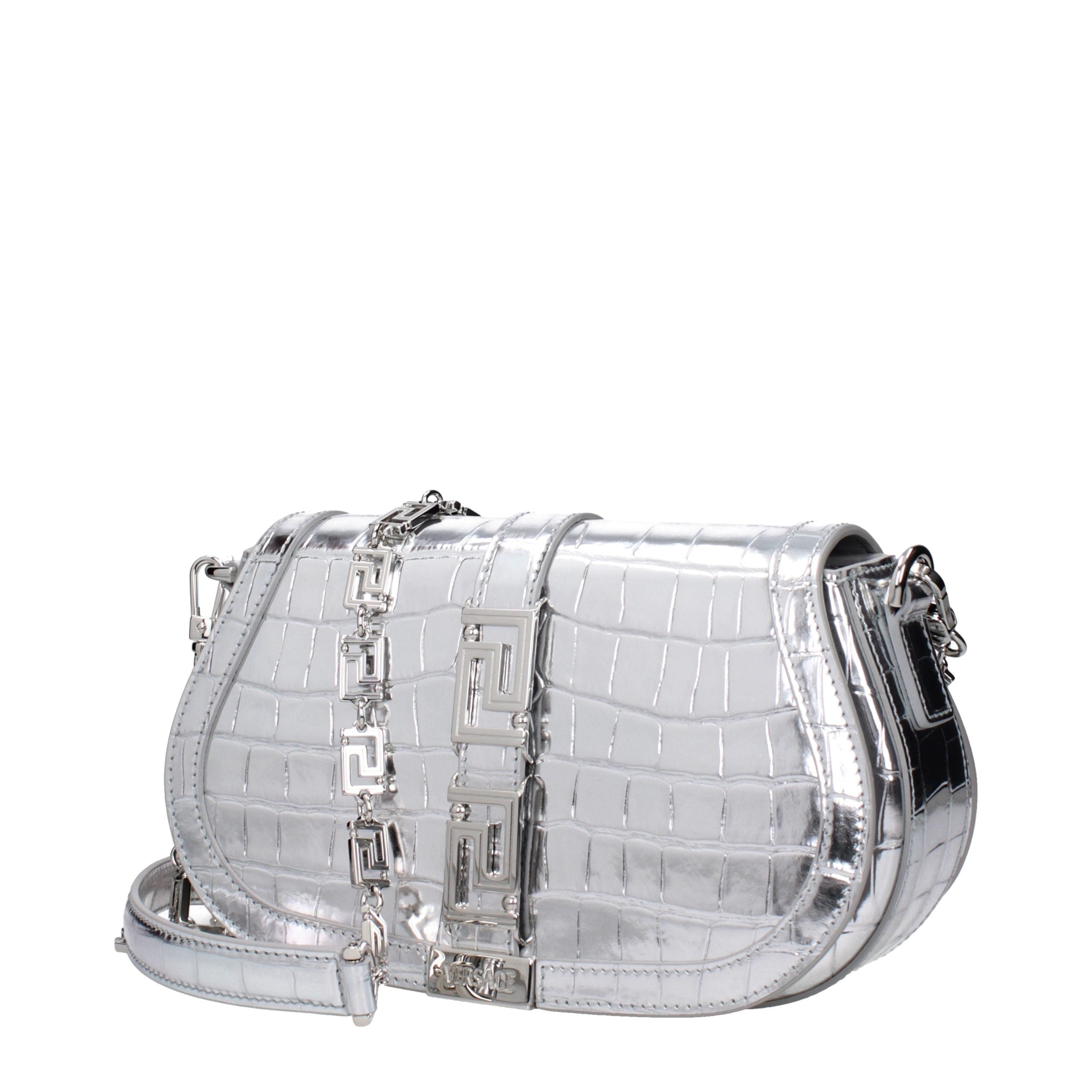 Versace Gray Leather Shoulder Bag Versace