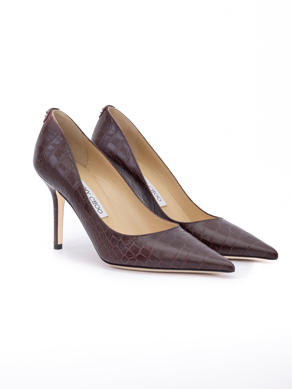 Jimmy Choo Burgundy Croco Embossed Leather Agnes Pumps Jimmy Choo