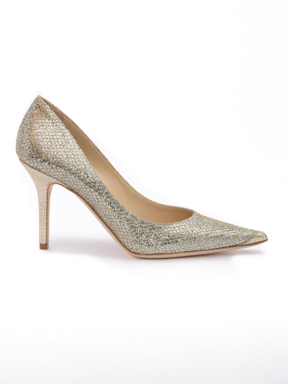Jimmy Choo Gold Glitter Fabric Agnes Pumps Jimmy Choo