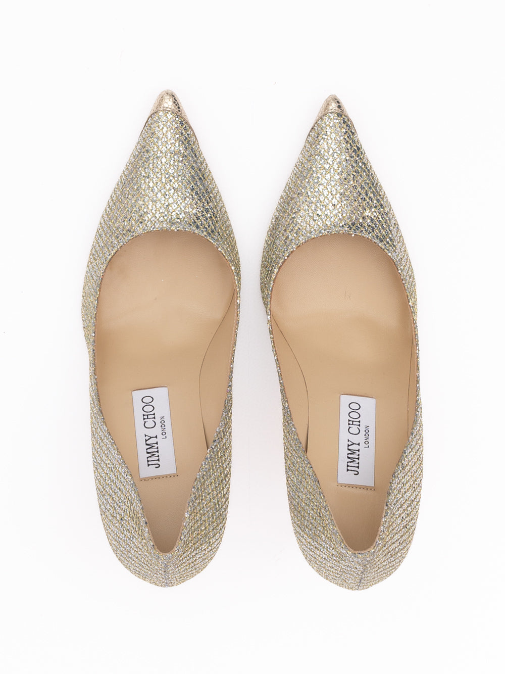 Jimmy Choo Gold Glitter Fabric Agnes Pumps Jimmy Choo