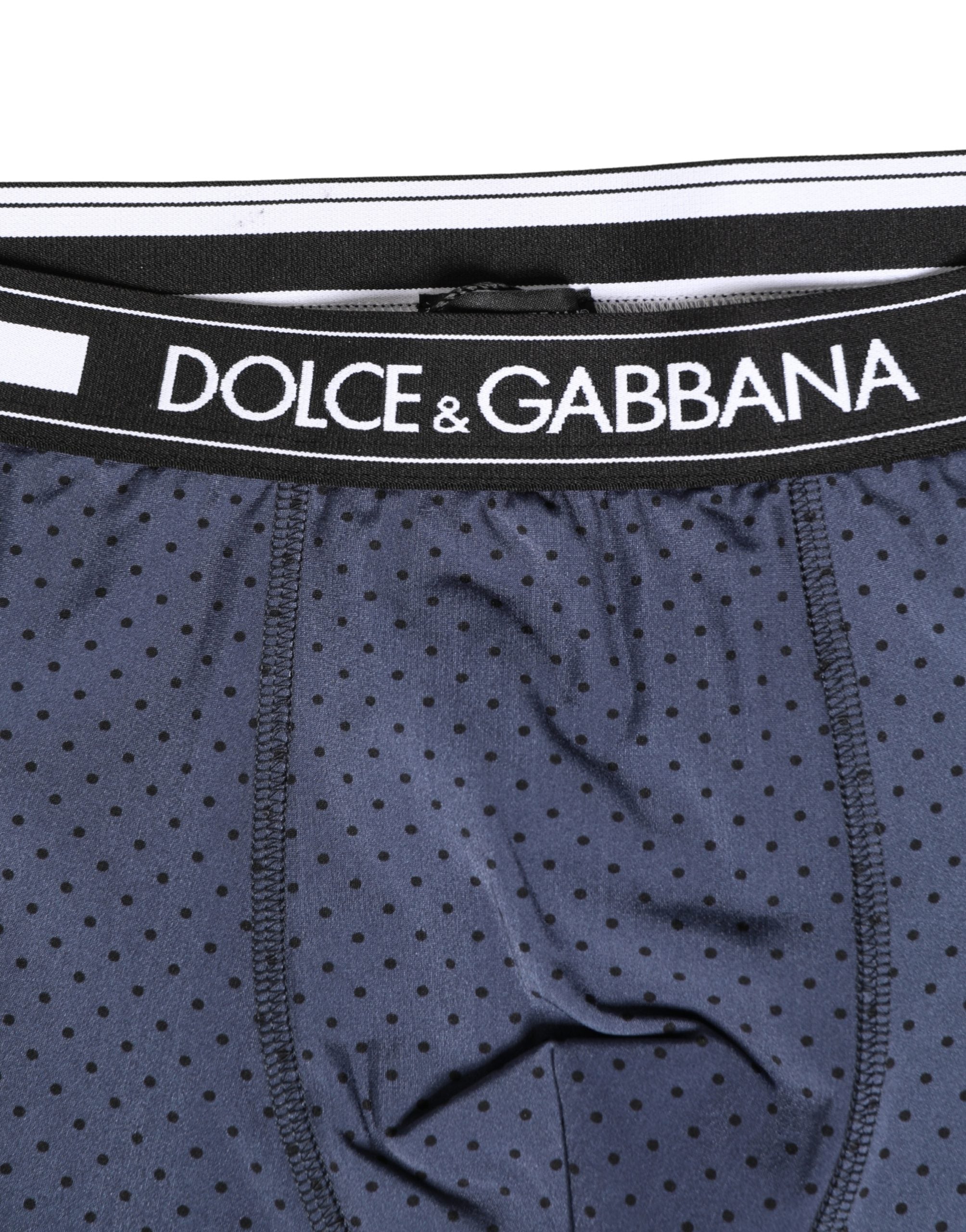 Dolce & Gabbana Dark Blue Polka Dots Men Bike Shorts Underwear Dolce & Gabbana