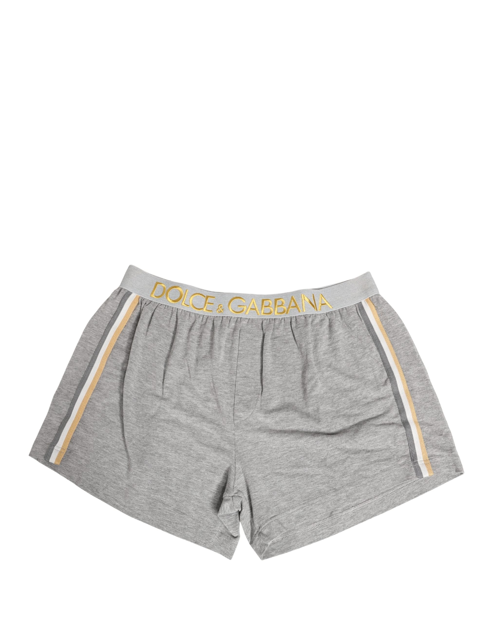 Dolce & Gabbana Gray Logo Waistband Cotton Men Boxer Underwear Dolce & Gabbana