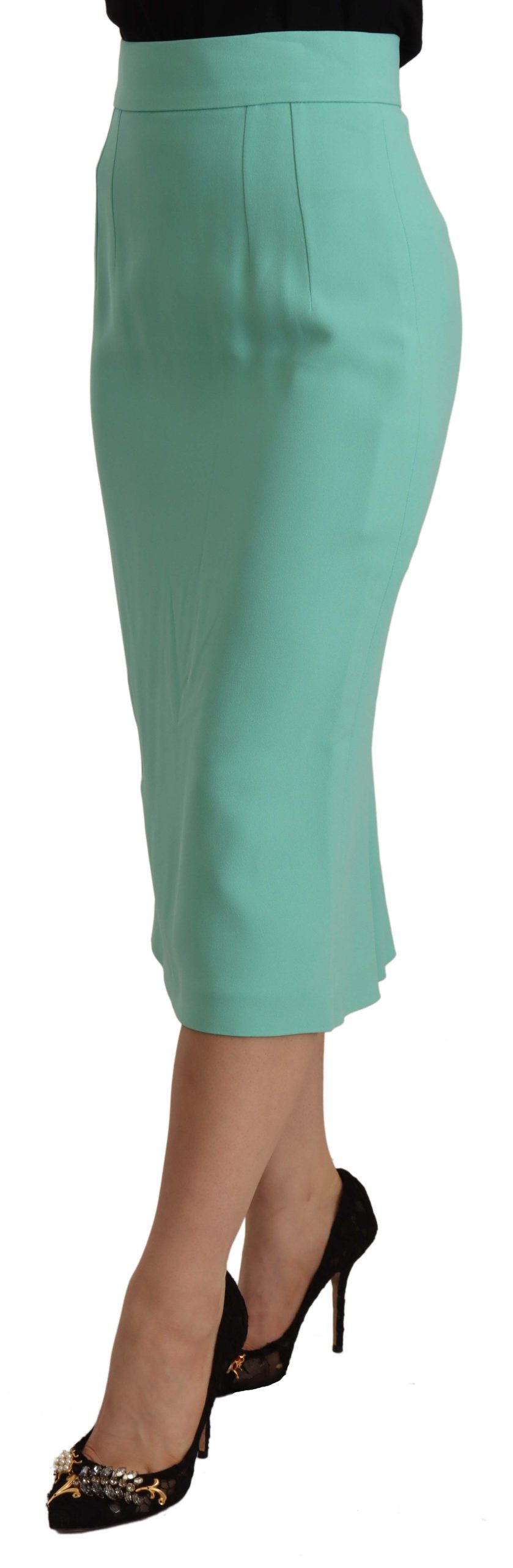Dolce & Gabbana Mint Green Viscose Pencil Cut Midi Skirt Dolce & Gabbana