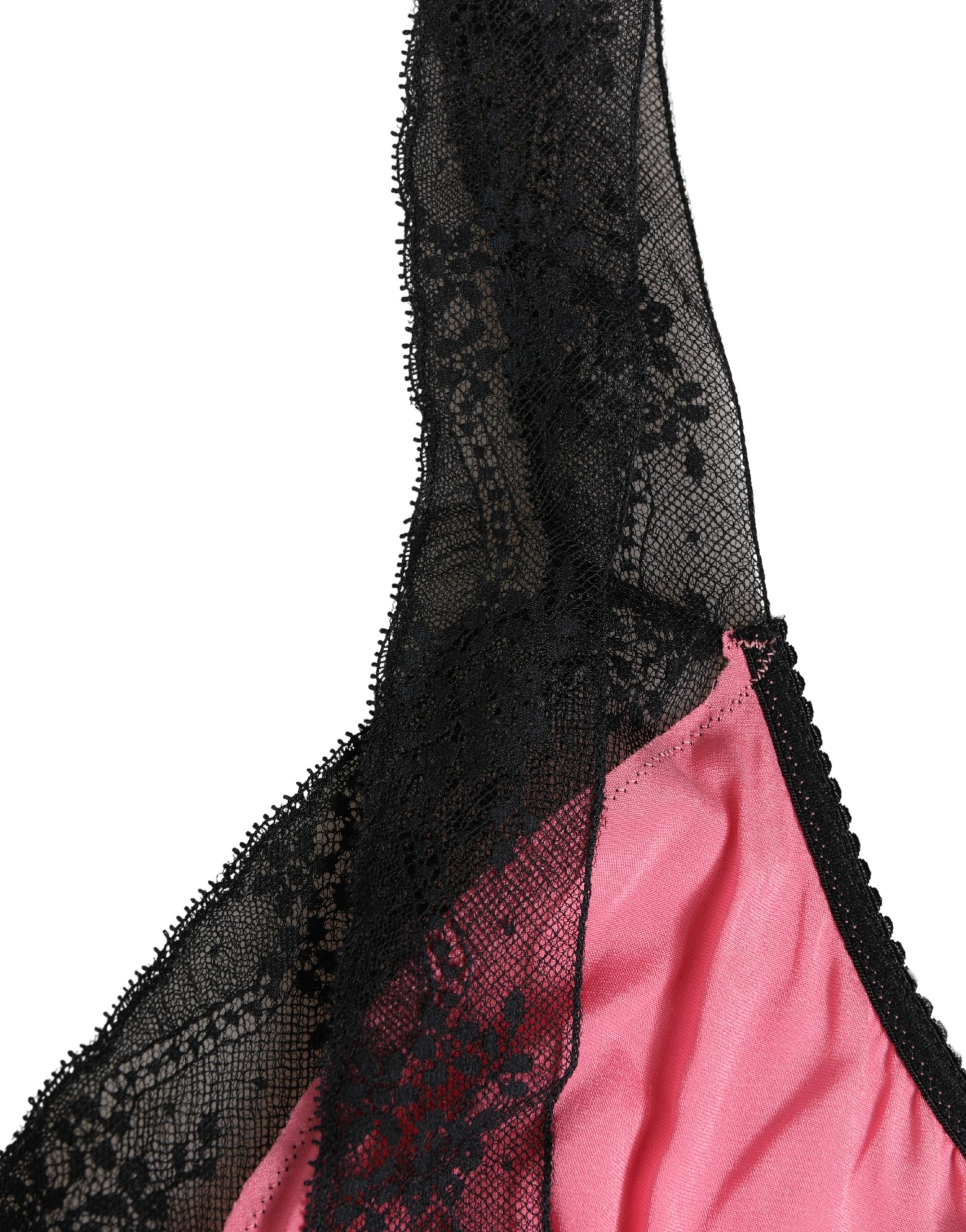 Dolce & Gabbana Pink Silk Satin Lace Trim Lingerie Top Sleepwear Dolce & Gabbana