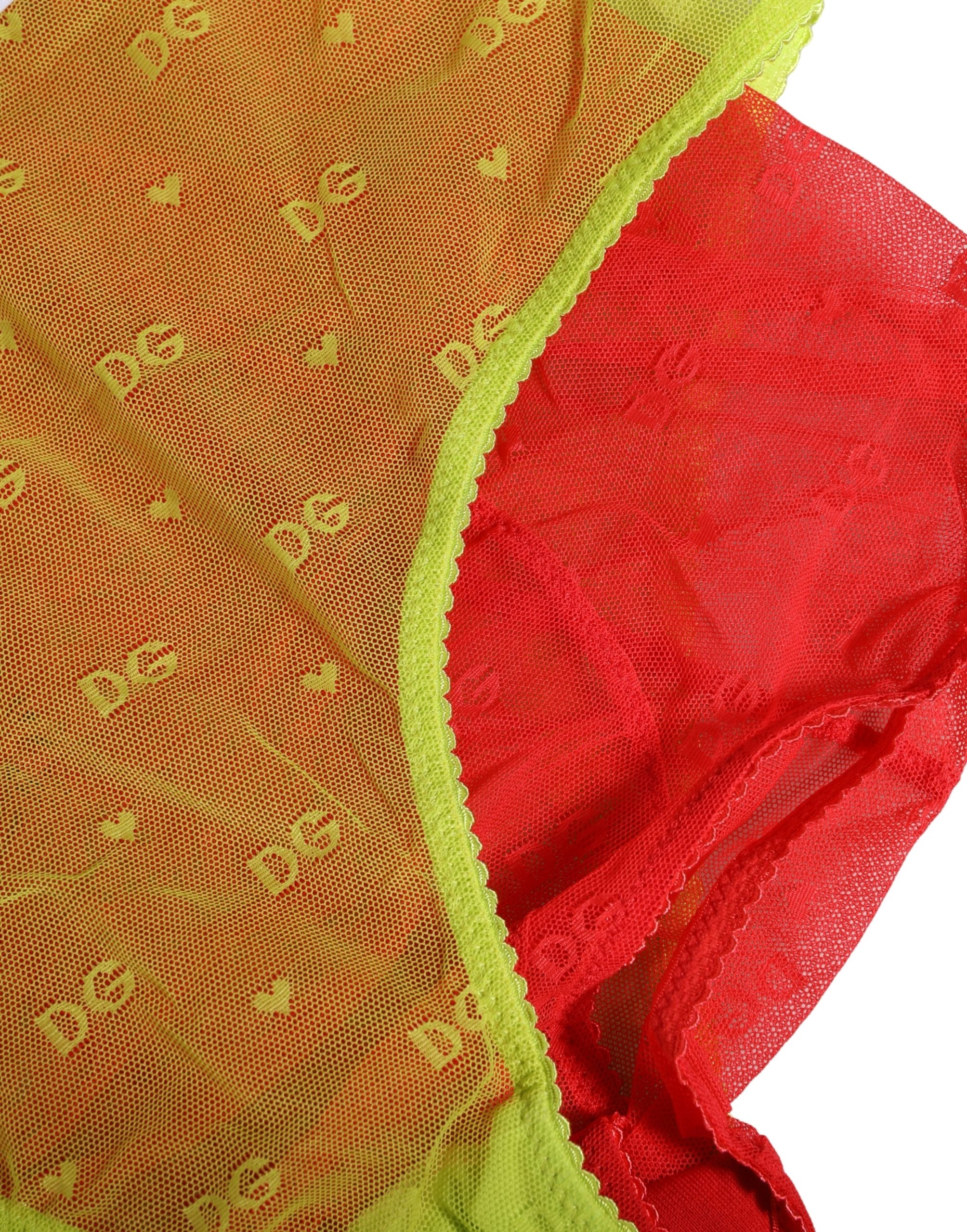 Dolce & Gabbana Red Yellow Tulle Mid Waist Panty Girdle Underwear Dolce & Gabbana